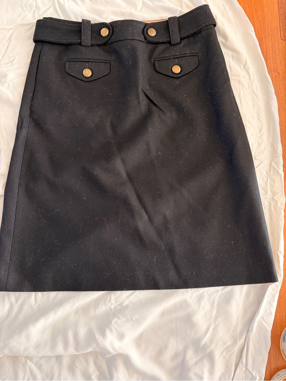 J. Crew Black A-Line Skirt with Gold-Tone Buttons